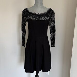 NWT BB Dakota Black Lace off the shoulder long sleeve Dress size 8